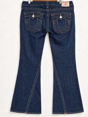 True Religion Joey Jeans Women’s 32 Dark Wash Bootcut Flare Y2K Horseshoe